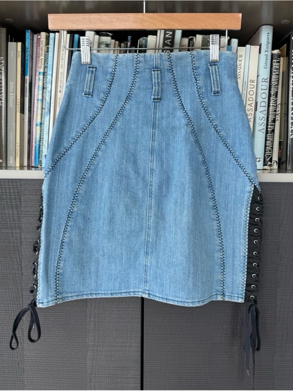 Dolce & Gabbana Light Blue Denim Lace-Up Mini Skirt - Picture 2 of 9